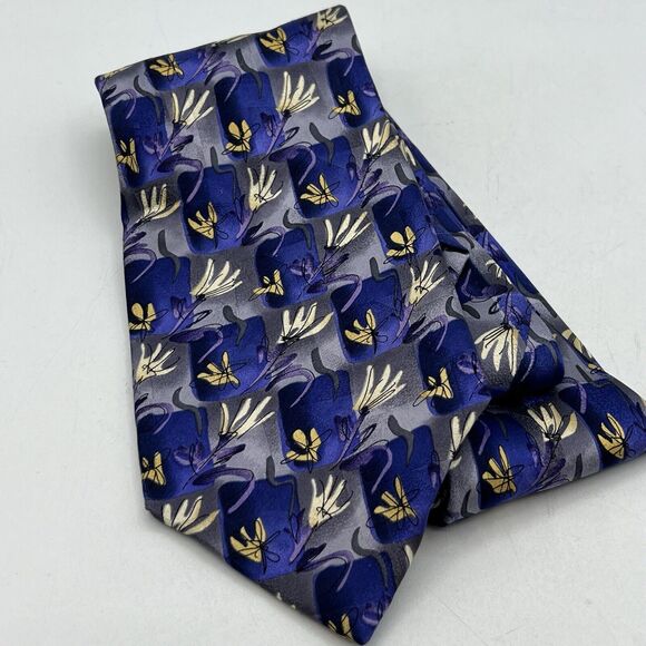 Jerry Garcia Pine & Rock Abstract Floral Tie Collection 15 Purple Gray 4" - Picture 1 of 3